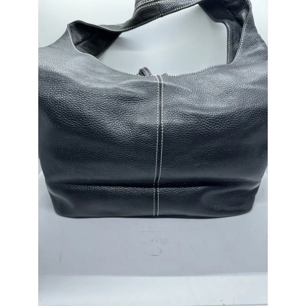 Laggo Black Pebbled Leather Tassle Hobo Bag 15x11x5 NWOT PT3